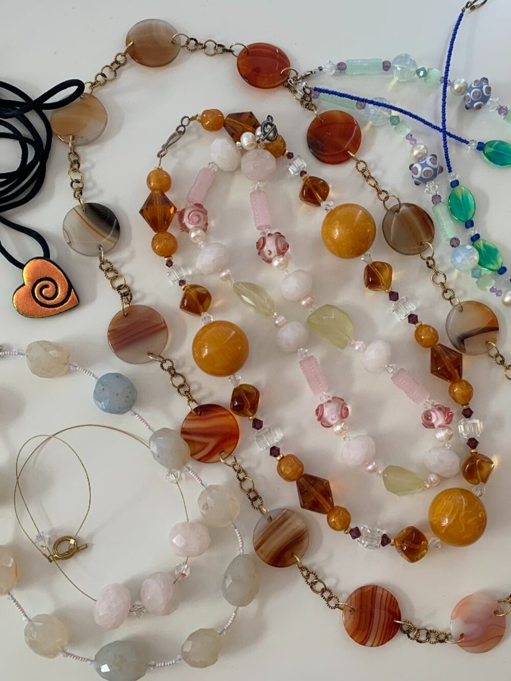 Hand Crafted Bead Necklaces Featuring Swarovski Crystals and Hand Blown Beads